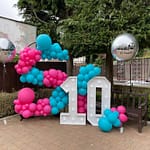 10 light up numbers with pink and blue balloons