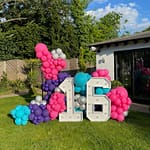 16 light up numbers with balloons