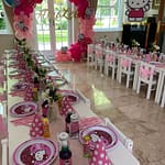 Hello Kitty themed birthday balloons and catering